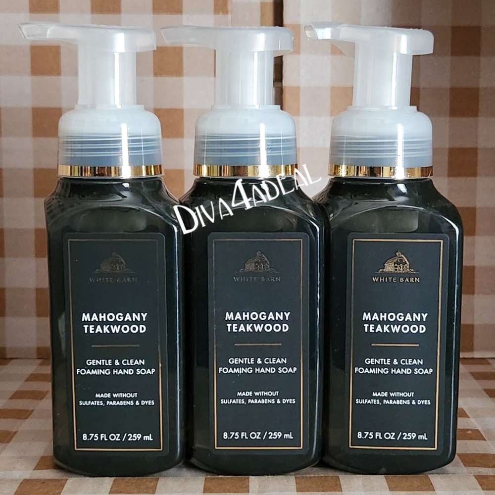 3X Bath Body Works MAHOGANY TEAKWOOD 8.75 FL OZ Foaming Hand Soap Bundle